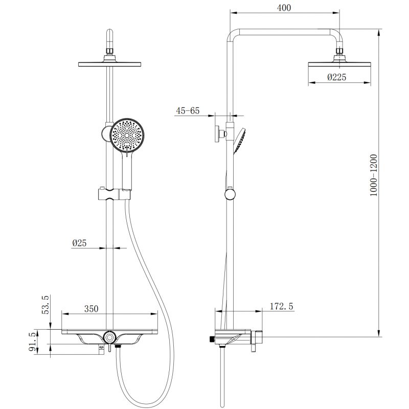 Mexen Frost 78111-70 sort overflademonteret brusesæt 1 stk.