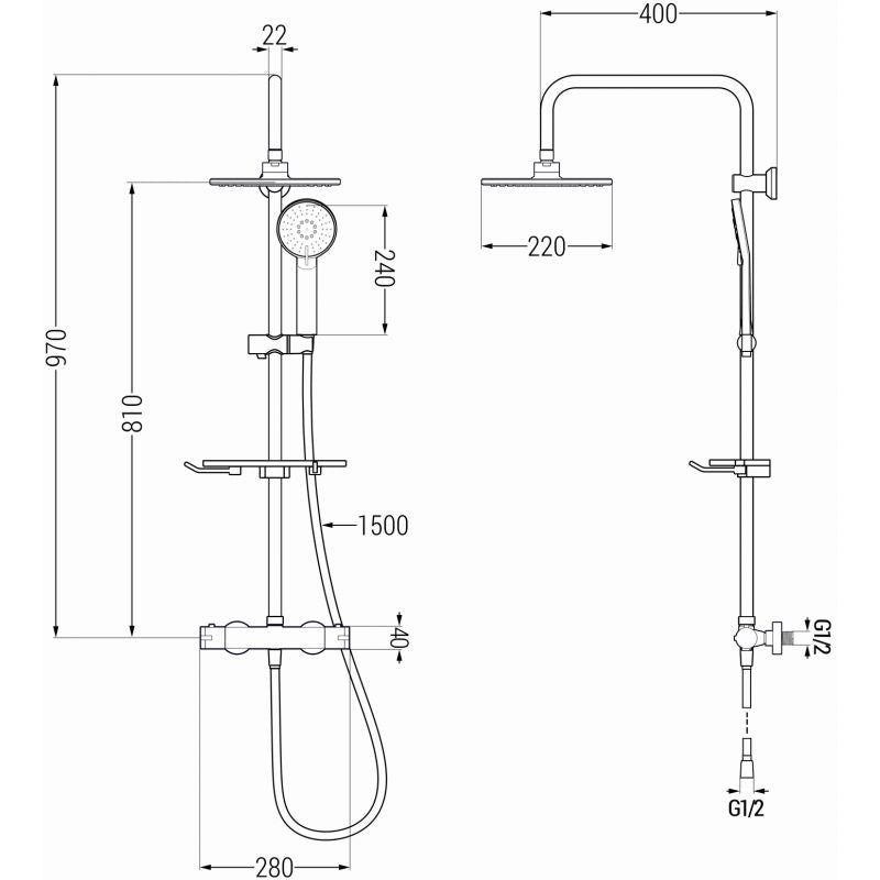 Mexen Kai brusesæt 970 mm i rosa guld – 1 stk.
