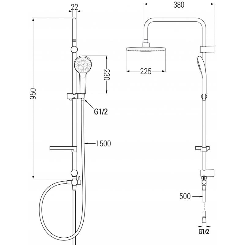 Mexen Pecos krom brusebatterisæt 225 mm 1 stk.