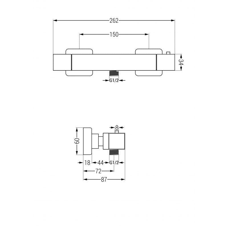 Mexen Cube termostatisk brusesæt 950 mm sort 1 stk.
