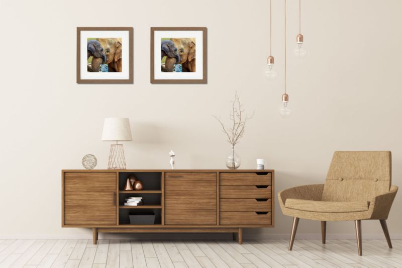 BD art sæt med kvadratiske billedrammer 28x28 cm i egetræ med passepartout, brun, 2 stk.