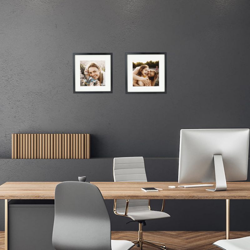 BD art sæt med kvadratiske billedrammer 28x28 cm med passepartout, sort, 2 stk.