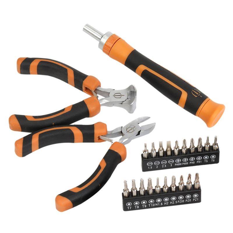 Magnusson sæt med 2 mini-tænger og skruetrækker med bits