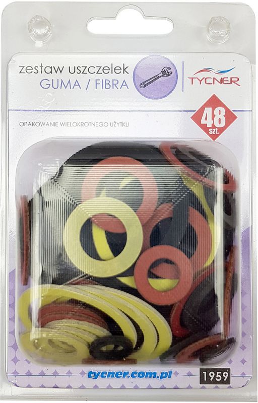 Sæt med 48 tætningsringe i fiber og gummi