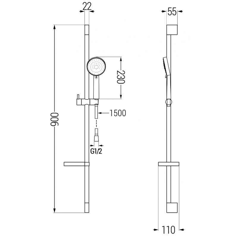 Mexen Kama DS75 krom badekarsæt 1 sæt