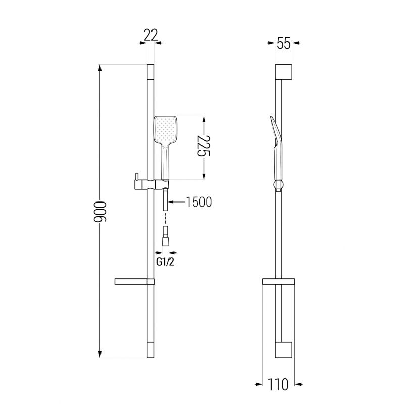 Mexen Pecos DS62 badekarsæt i mat-sort finish, 1 sæt