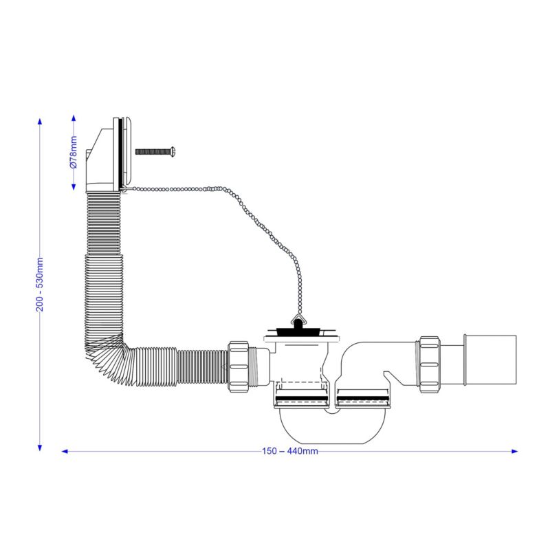 Badekarsæt med prop McAlpine 1½" x 40/50 mm