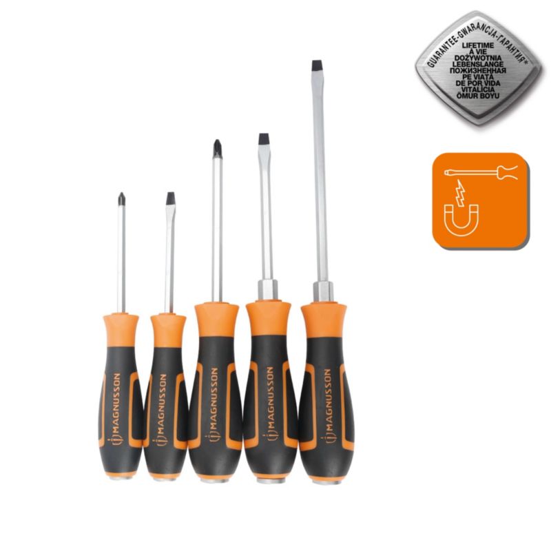 Magnusson slag‑skruetrækkersæt, 5 dele
