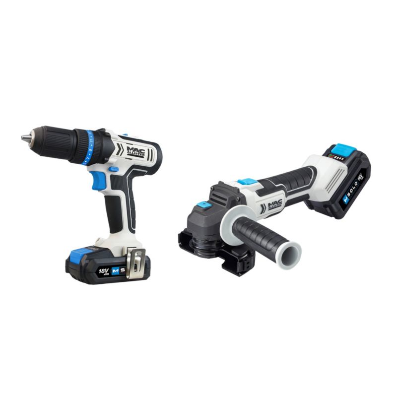 MacAllister sæt med skruemaskine og vinkelsliber 2,0 Ah / 5,0 Ah