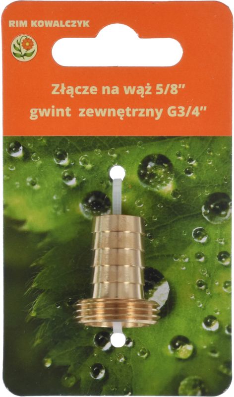 15 mm slangeforbindelse med 3/4" udvendigt gevind