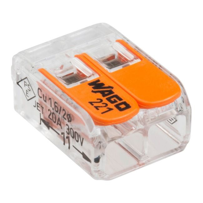 Wago 221 universal kabelskinne 2 x 0,2-4 mm², 100 stk.