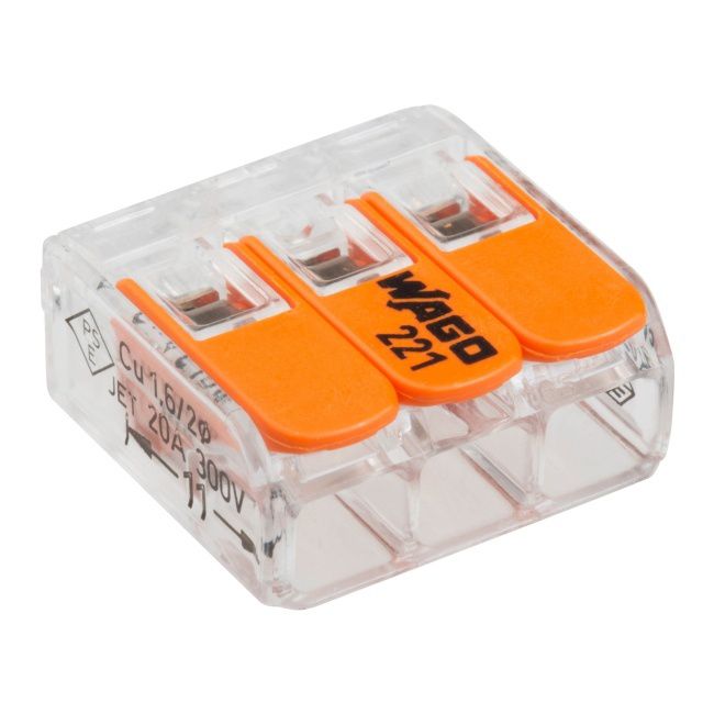 Universal Wago 221 kabelsamler 3 x 0,2-4 mm, 50 stk.