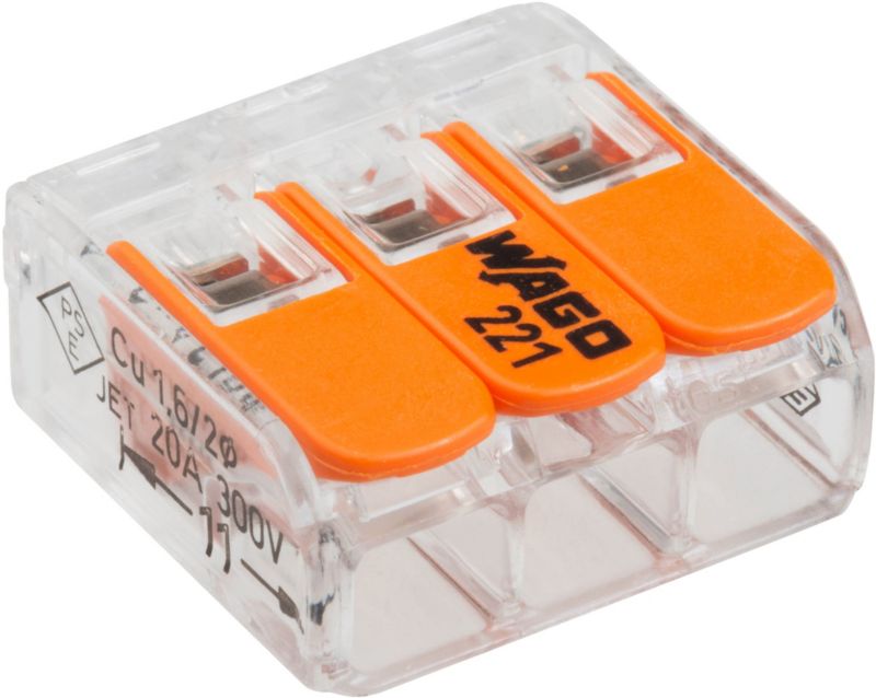 Wago 221 universel kabelsamler 3 x 0,2-4 mm, 6 stk.
