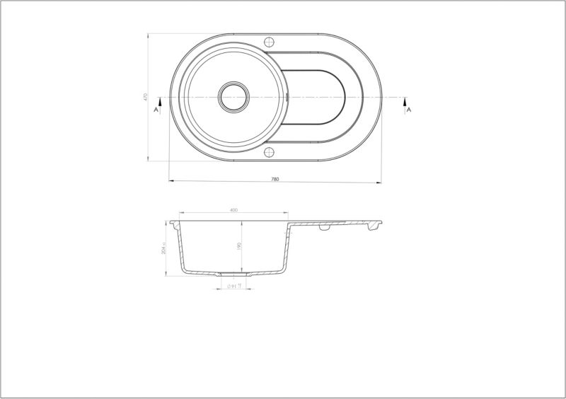 Agnesi granitvask med 1 kumme og afløbsplads i sort