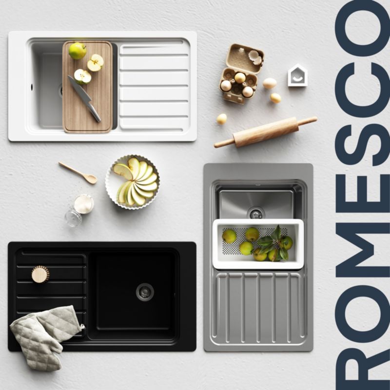 GoodHome Romesco granitvask 1-kammer med afløbsplade i mat-sort