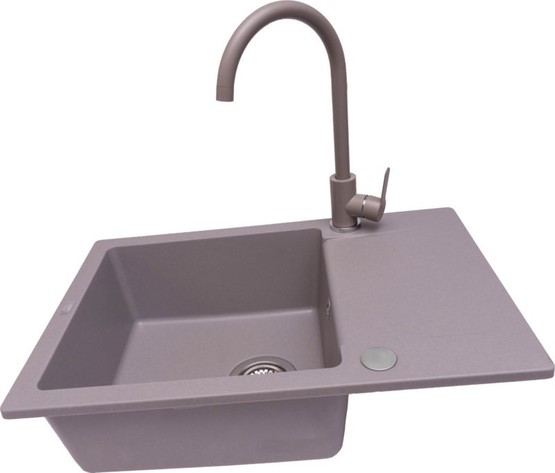 Granitvask Kuchinox 1-kammer med armatur, grå