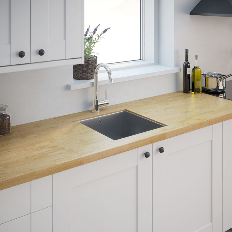 Rustfri stålvask Cooke&Lewis Cajal 43 x 45 cm 1-kammer uden afløbsplade