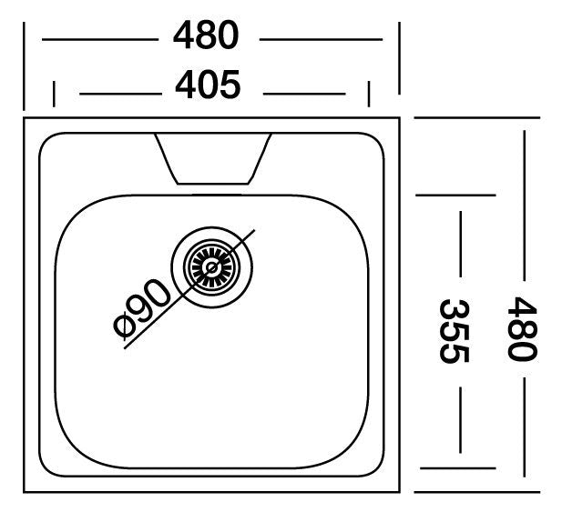 Rustfrit stålvask Gamow 1-kammer uden afløbsbakke i satinfinish
