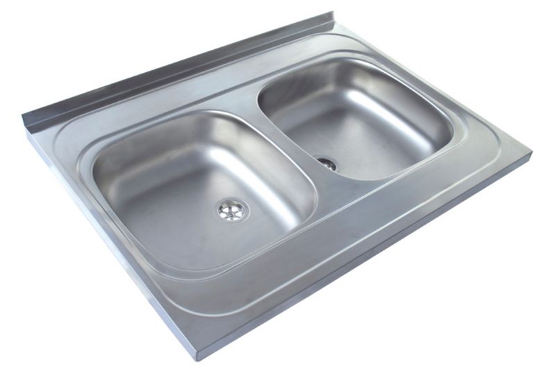 Genesis Primal 20 rustfri stålvask med 2 kamre 80 x 60 cm med satin-sifon