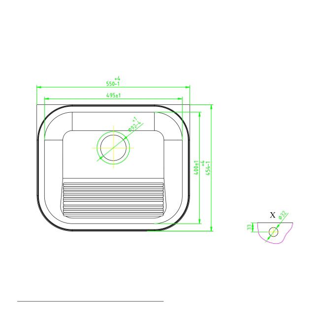 Rustfri stålvask til erhvervsbrug med 1 kar uden afløbsrende, poleret