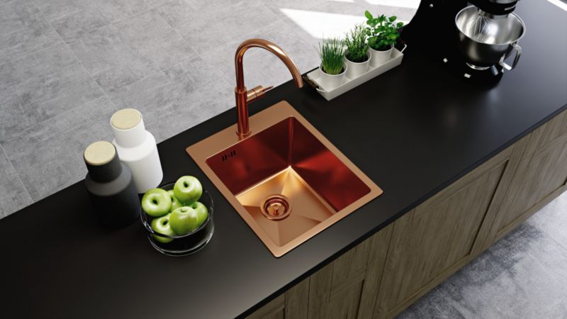 Laveo Samana 1-kammers stålvask i kobberfarve