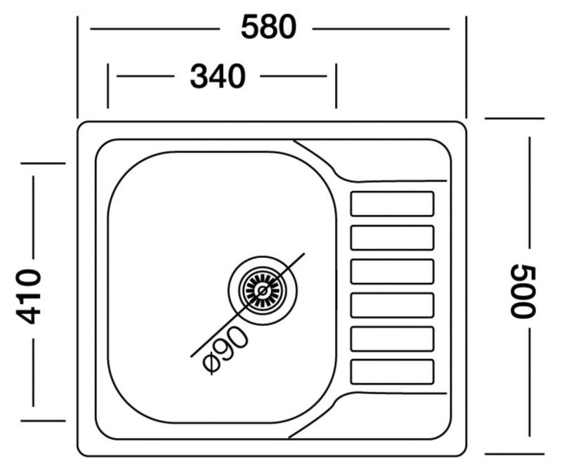 Rustfrit stålvask Sagan 1-kammer med afløb, poleret