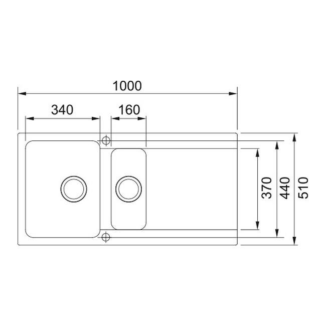 Tectonite Franke Orion OID 651 1,5-kammers vask med afløbsplade i onyx