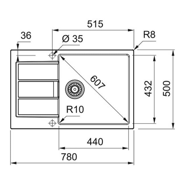Franke S2D XL tectonite-granitvask 1-kammer stengrå