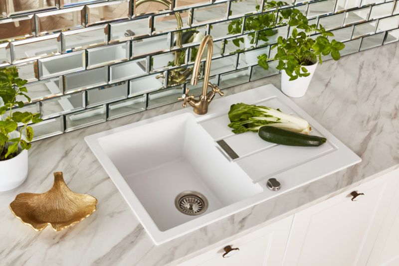 Franke Sirius S2D 611-78 tectonite vask med 1 kumme og afløbsplade, hvid