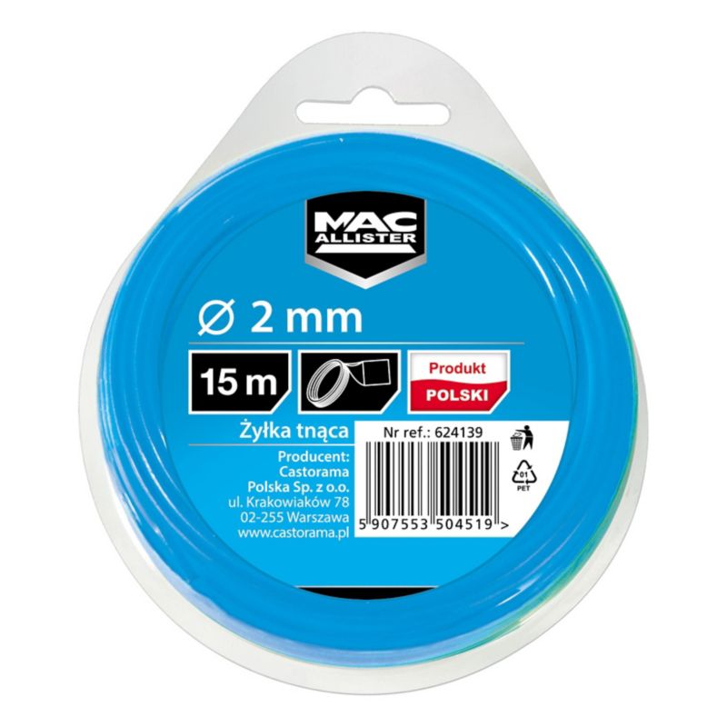 Skæresnøre MacAllister 2,0 mm x 15 m kvadratisk