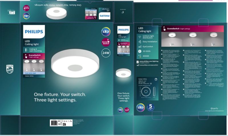Loftslampe Coiner 24 W 4000 K Hvid