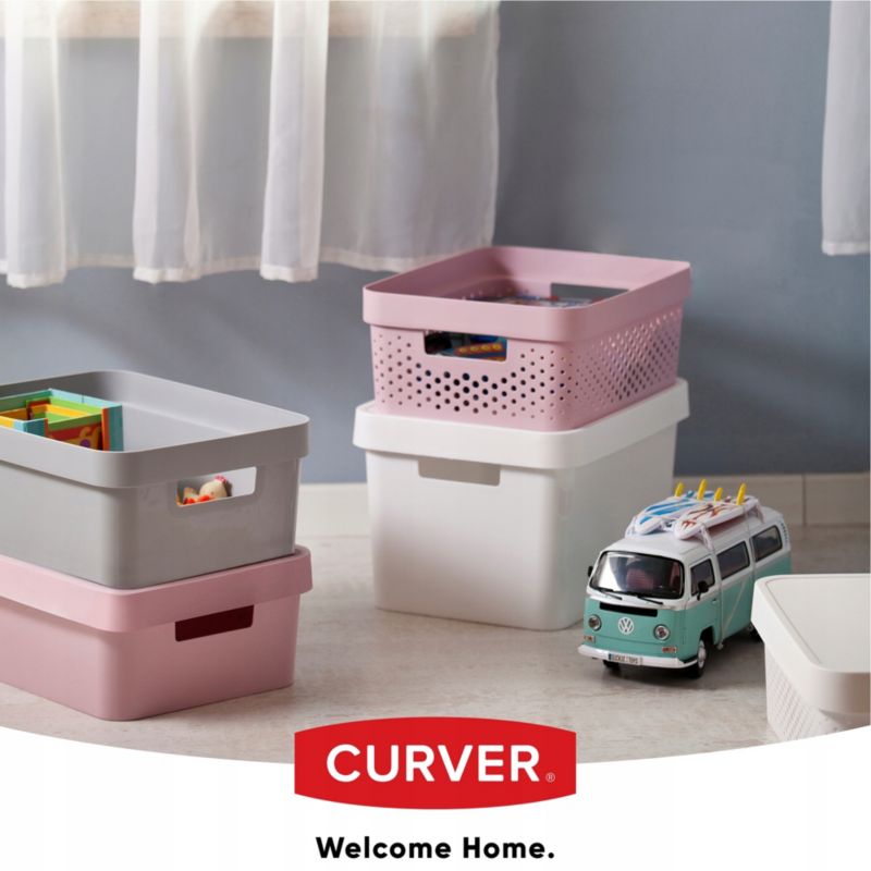 Infinity Curver 11L ajoureret opbevaringsboks med låg, pink