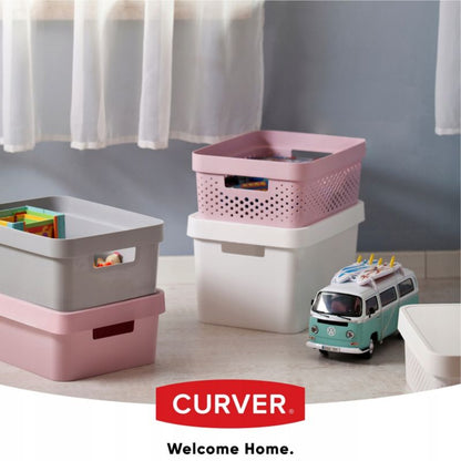 Infinity Curver 11L ajoureret opbevaringsboks med låg, pink