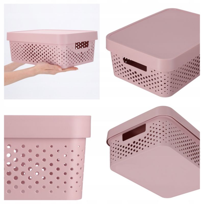 Infinity Curver 11L ajoureret opbevaringsboks med låg, pink