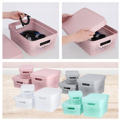 Infinity Curver 11L ajoureret opbevaringsboks med låg, pink