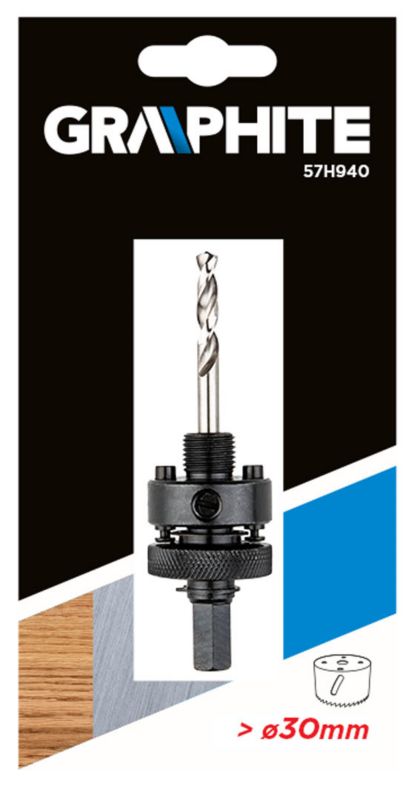 Adapter til bimetal-hulsave GRAPHITE 30 mm med udskifteligt føringsbor, 1 stk.
