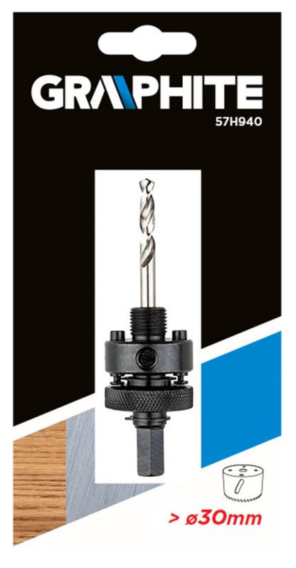 Adapter til bimetal-hulsave GRAPHITE 30 mm med udskifteligt føringsbor, 1 stk.