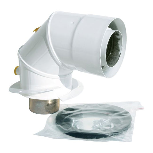 Spiroflex 80/125 vinklet adapter til Junkers midi kondenserende kedler, hvid