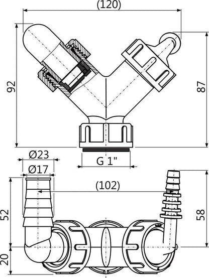Tycner dobbeladapter 1" til vaskemaskine/tørretumbler