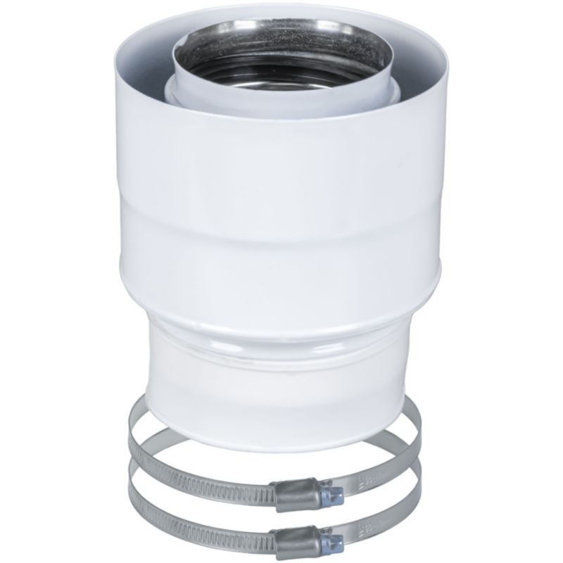 Adapter Aftræksrør 60/100-80/125 mm Hvid