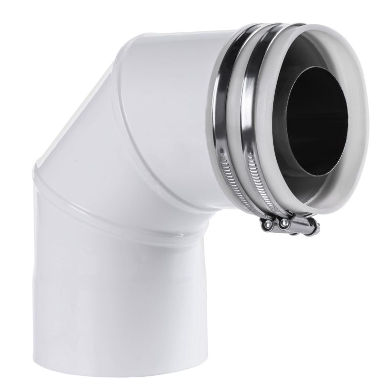 Røggasadapter VK 80/125 mm Bøjning Hvid