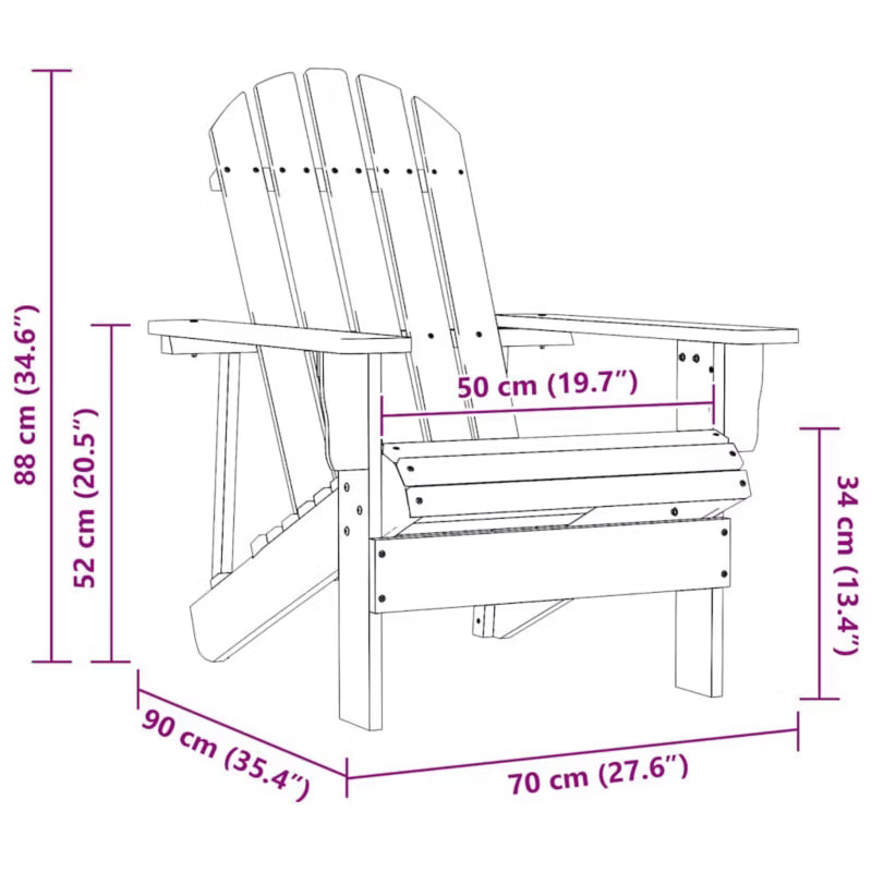 Adirondack Havestol 69,5x86,5x89,5 cm Brun Træ | WM-315872