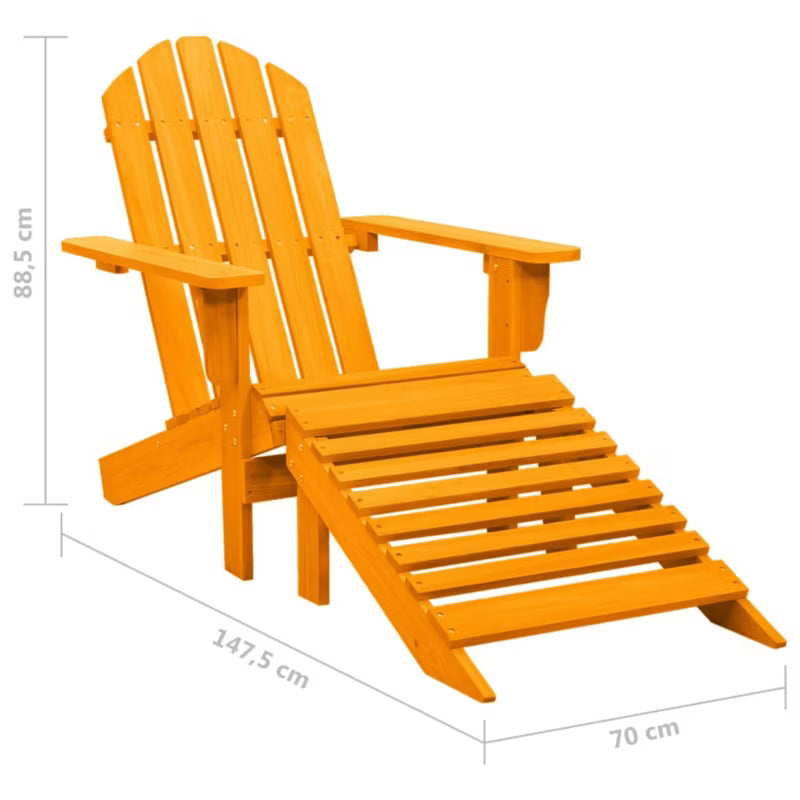 Adirondack Havestol 70x147,5 cm Orange Træ med Fodstøtte
