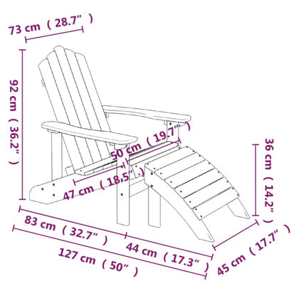 Adirondack Havestole 73x83x92 cm Brun 2 Stk. med Fodskamler