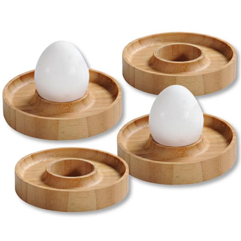 Æggebæger Sæt 10x10 cm Bambus Brun 4 Stk.