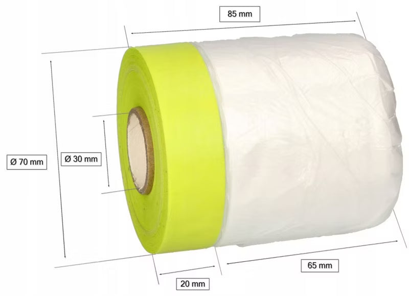 Afdækningsfolie med Malerberbånd 85 cm x 33 m Transparent