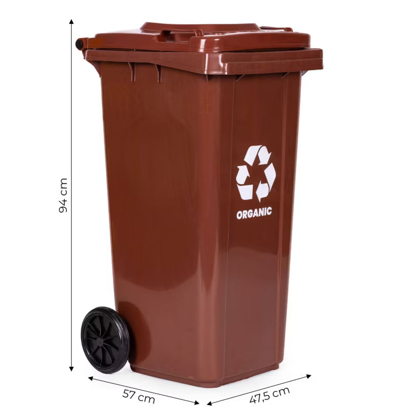 Affaldsbeholder 120 Liter Brun med Gummihjul