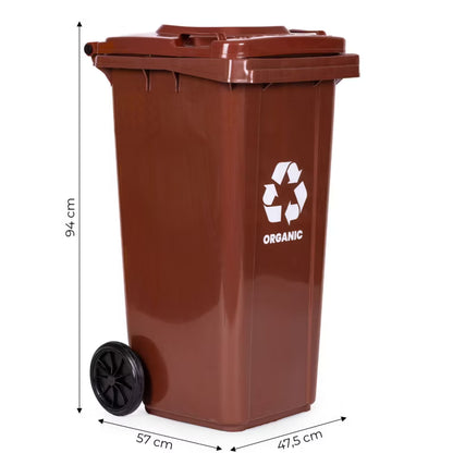 Affaldsbeholder 120 Liter Brun med Gummihjul