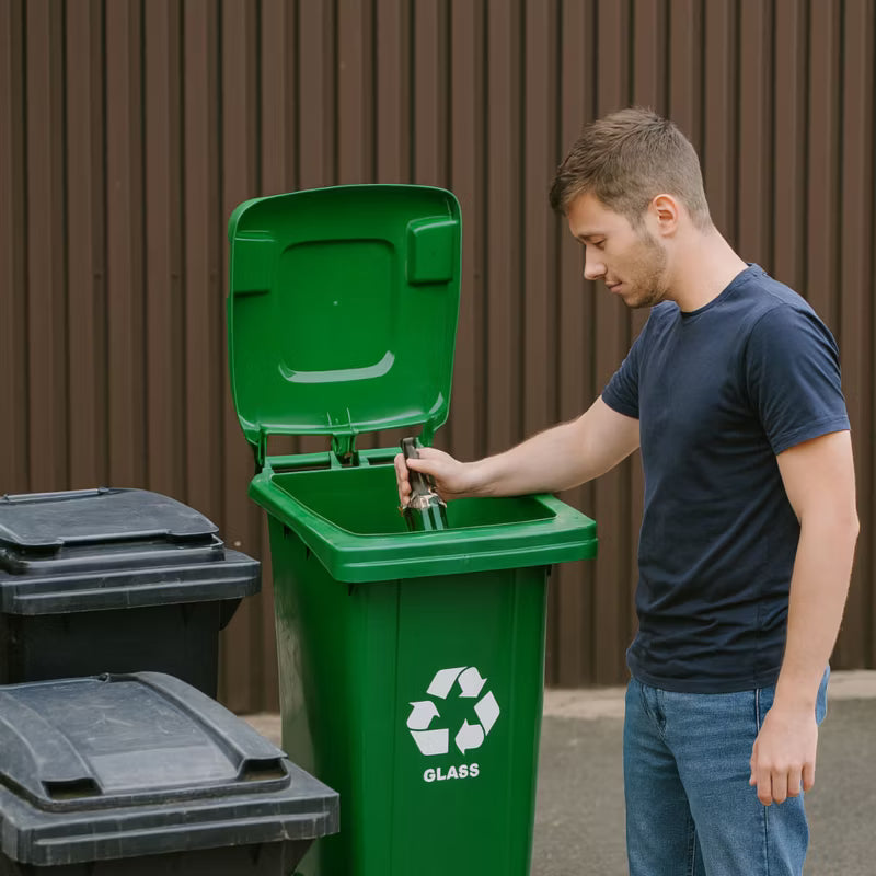Affaldscontainer 120 Liter Grøn med Gummihjul