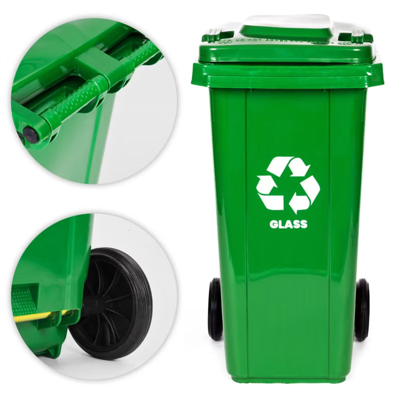 Affaldscontainer 120 Liter Grøn med Gummihjul